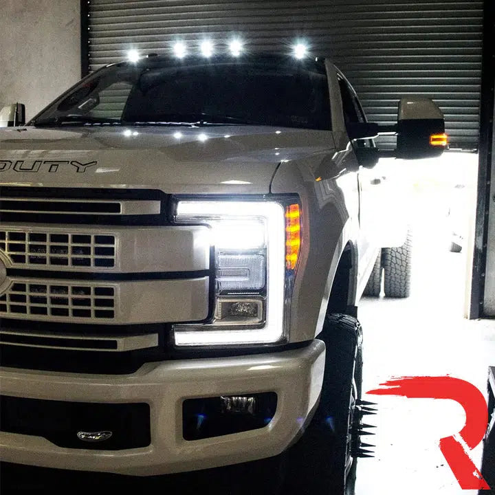 2017-2024 Powerstroke Cab Roof Light Set 2-Way Front & Rear Facing Ultra High-Power LED's Multiple Lens & Colors (5 Pack) (264342XXXXXX)-Marker Lights-RECON Lights-Dirty Diesel Customs