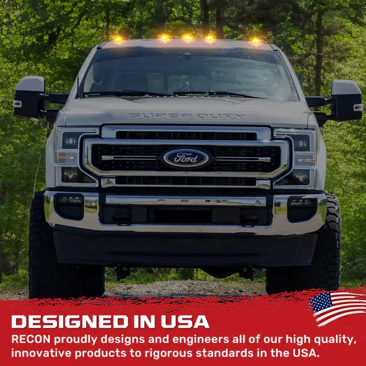 2017-2024 Powerstroke Cab Roof Light Set 2-Way Front & Rear Facing Ultra High-Power LED's Multiple Lens & Colors (5 Pack) (264342XXXXXX)-Marker Lights-RECON Lights-Dirty Diesel Customs