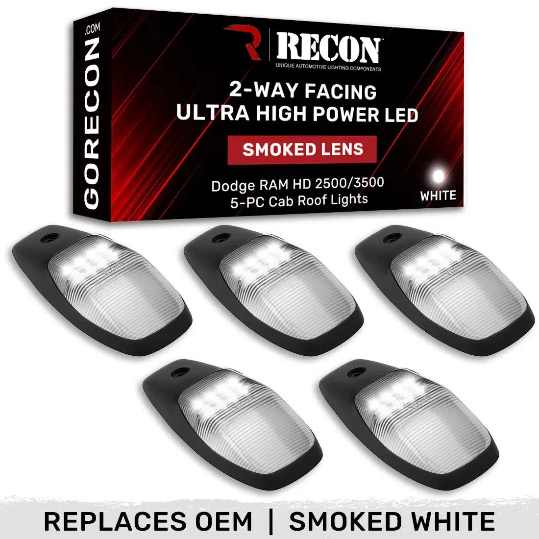 2019-2024 Cummins 5 Piece Cab Roof Lights (264345BKHPAM)-Marker Lights-RECON Lights-Dirty Diesel Customs