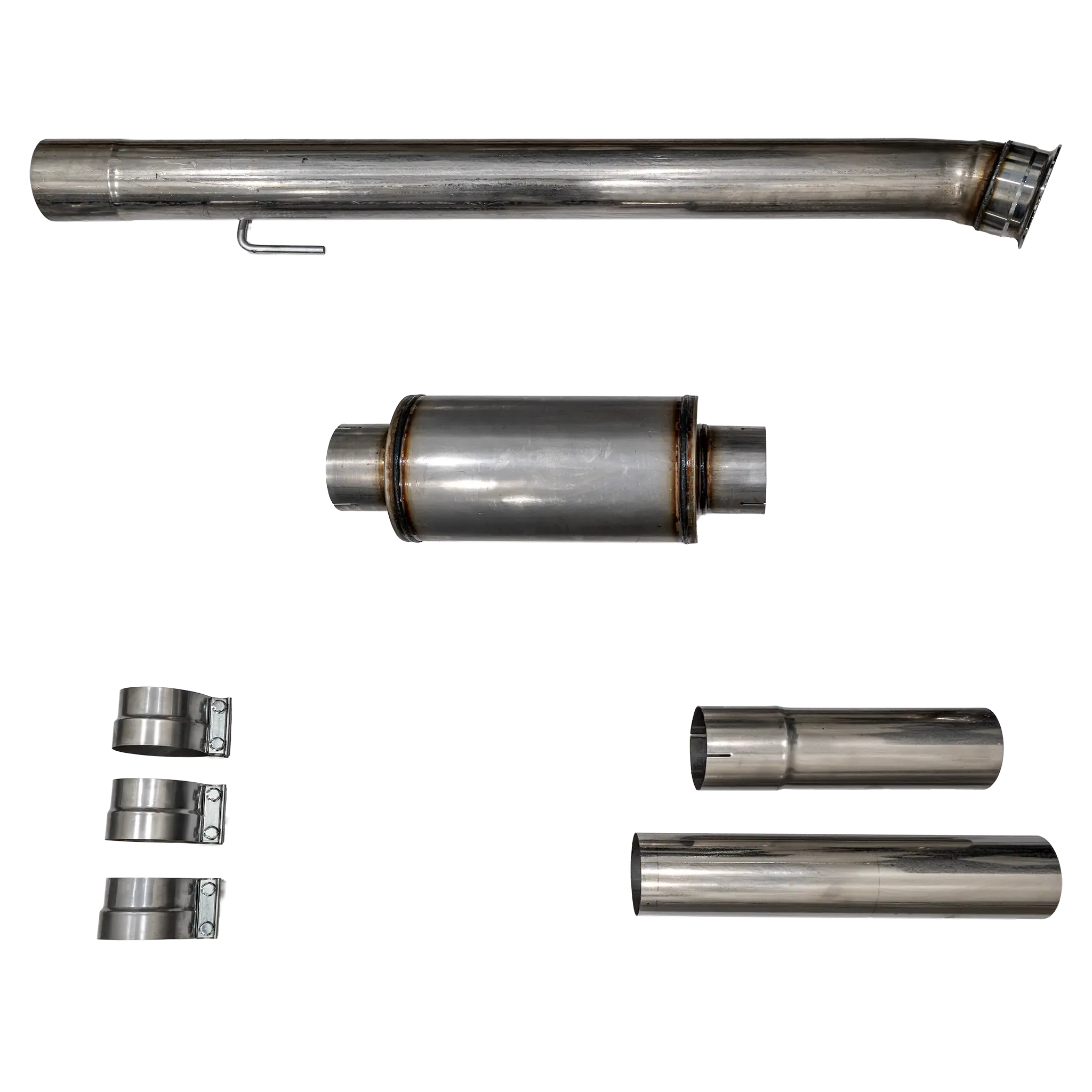 2019+ Cummins 4" SS CAT & DPF Delete Pipe w/ Muffler (DDC-893M)-Delete Pipe-Dirty Diesel Customs-Dirty Diesel Customs