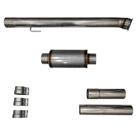 2019+ Cummins 4" SS CAT & DPF Delete Pipe w/ Muffler (DDC-893M)-Delete Pipe-Dirty Diesel Customs-Dirty Diesel Customs