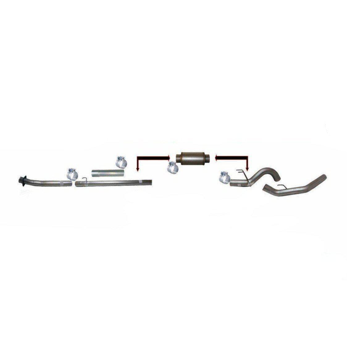 2020-2022 Powerstroke 4" SS Downpipe Back Exhaust w/ Muffler (FLO-SS20343)-Downpipe Back Exhaust System-Flo-Pro-Dirty Diesel Customs