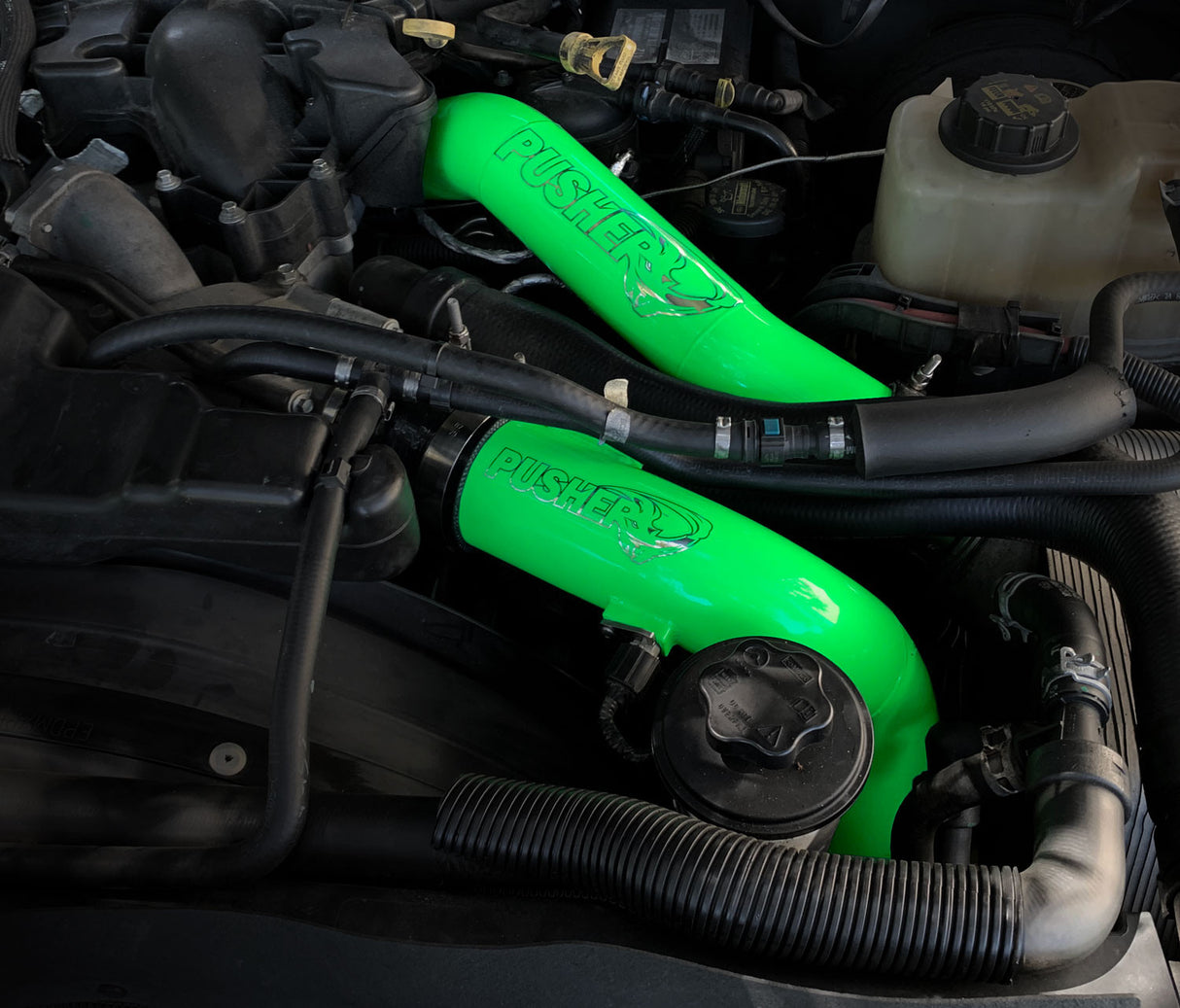Pusher 3" Hot and Cold Side Charge Tube Set w/ Throttle Valve Adapter for 2023-2026 Ford 6.7L Powerstroke - Installed