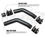 Pusher 3" Hot and Cold Side Charge Tube Set w/ Throttle Valve Adapter for 2023-2026 Ford 6.7L Powerstroke - Single Piece vs Two Piece Hot Pipe Comparison