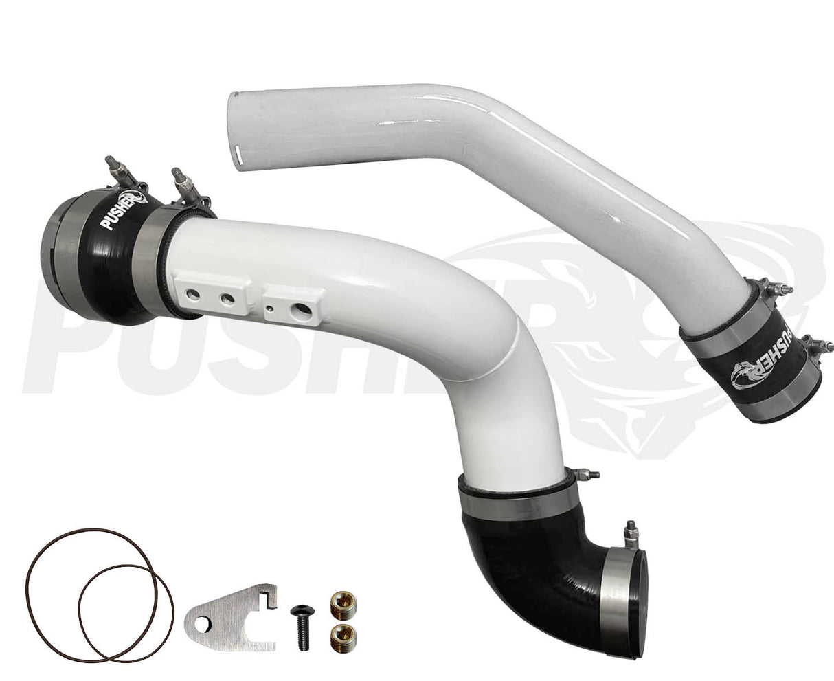 Pusher 3" Hot and Cold Side Charge Tube Set w/ Throttle Valve Adapter for 2023-2026 Ford 6.7L Powerstroke - Gloss White