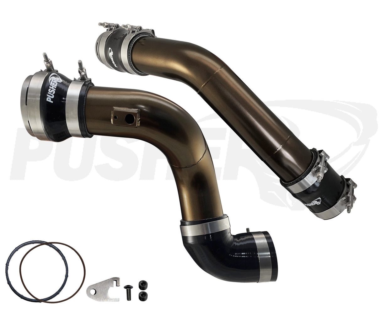 Pusher 3" Hot and Cold Side Charge Tube Set w/ Throttle Valve Adapter for 2023-2026 Ford 6.7L Powerstroke - Pusher Bronze