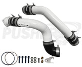 Pusher 3" Hot and Cold Side Charge Tube Set w/ Throttle Valve Replacement for 2023-2026 Ford 6.7L Powerstroke - Gloss White (Two Piece Hot Pipe shown)