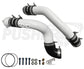 Pusher 3" Hot and Cold Side Charge Tube Set w/ Throttle Valve Replacement for 2023-2026 Ford 6.7L Powerstroke - Gloss White (Two Piece Hot Pipe shown)