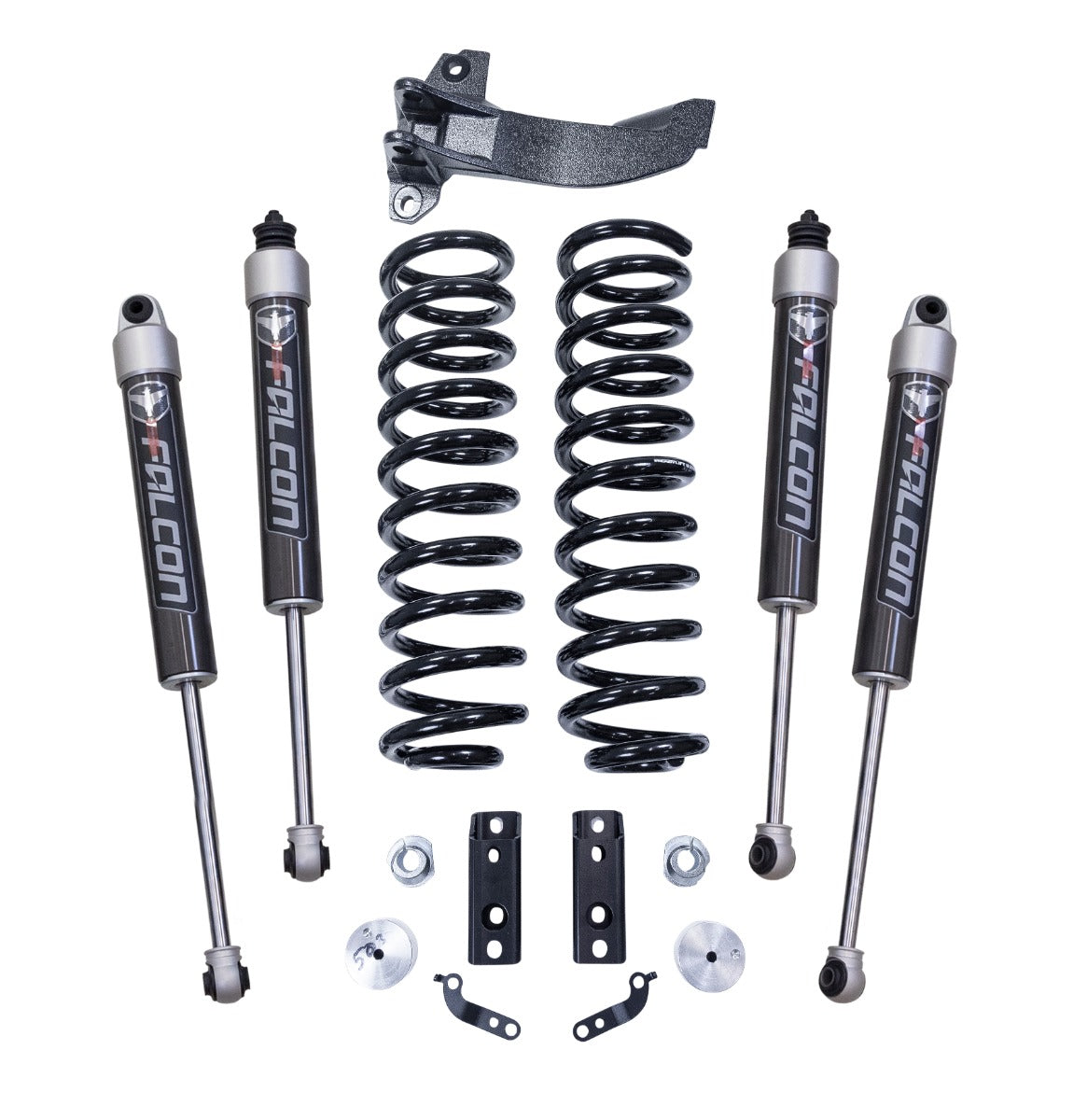 ReadyLIFT 2.5 inch front coil spring lift kit with four Falcon 2.1 monotube shocks for 2020-2026 Ford Super Duty