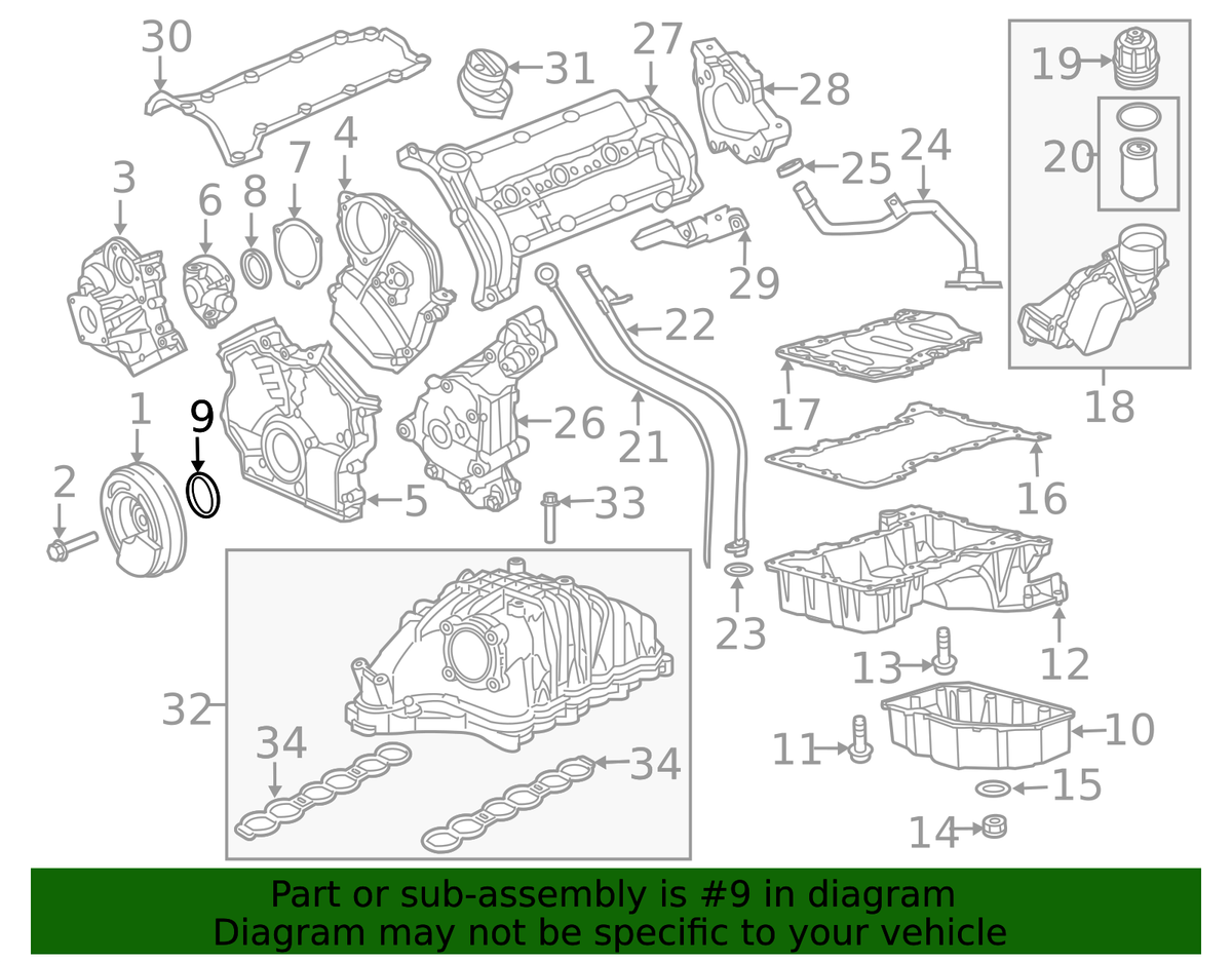 2014-2019 EcoDiesel Front Main Seal (68029523AA) view 5