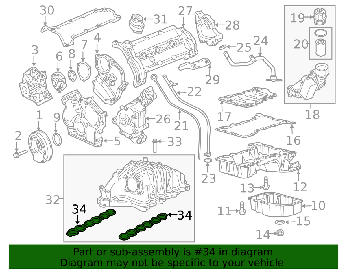 2014-2023 EcoDiesel Intake Manifold Gasket (68148135AA) view 3
