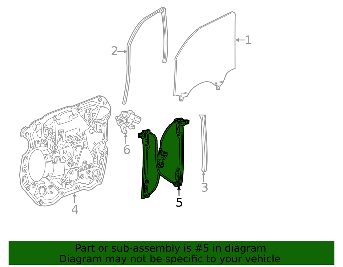2020-2023 EcoDiesel Window Regulator FR (68321324AA) view 5