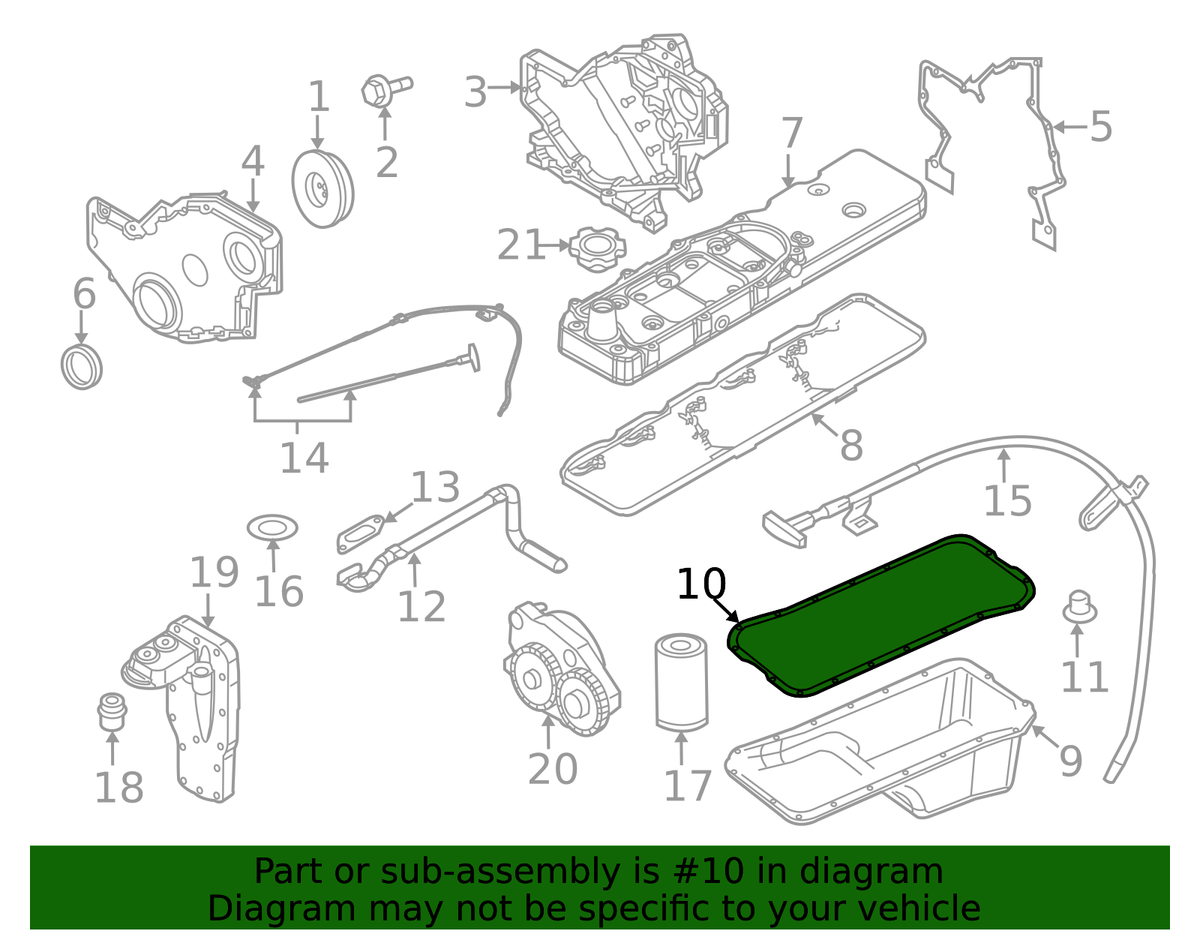 2007.5-2024 Cummins Oil Pan Gasket (68444757AA) view 9