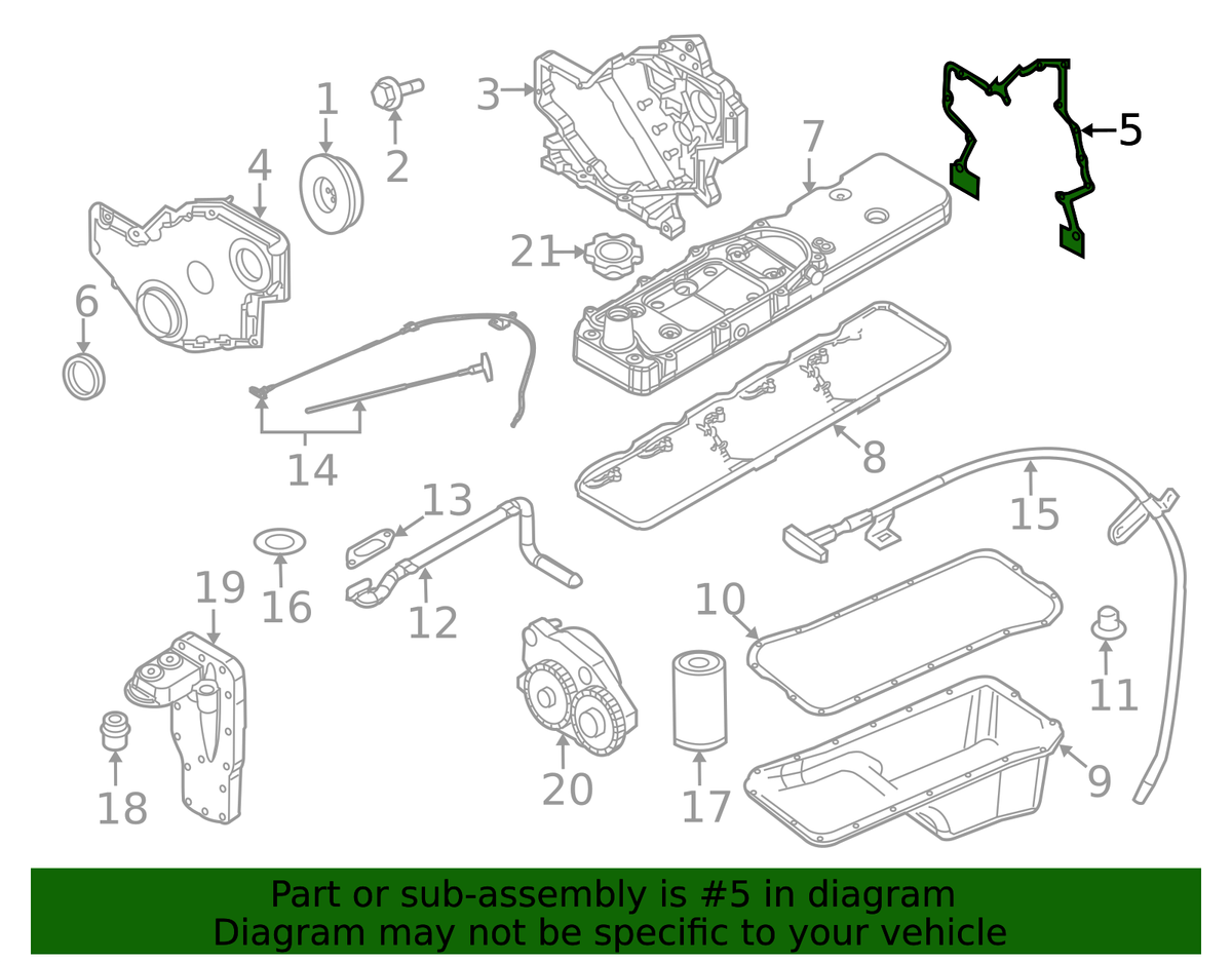 2019-2024 Cummins Timing Cover Gasket (68700302AA) view 10
