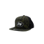 Dirty Diesel Weekender snapback in woodland camo, front view with silicone Dirty patch