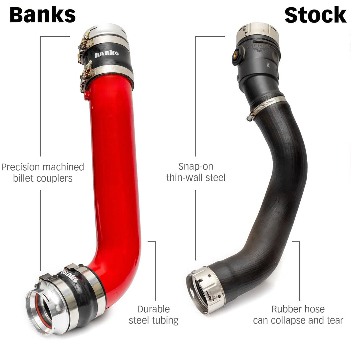 2020-2026 Duramax Boost Tube Upgrade Kit (26005) cold side comparison