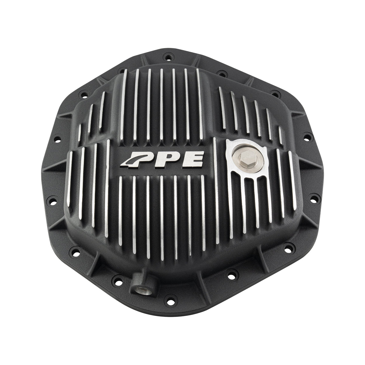 PPE 2001-2019 Duramax & Cummins AAM 11.5" 14-Bolt Heavy-Duty Cast Aluminum Rear Differential Cover, brushed finish