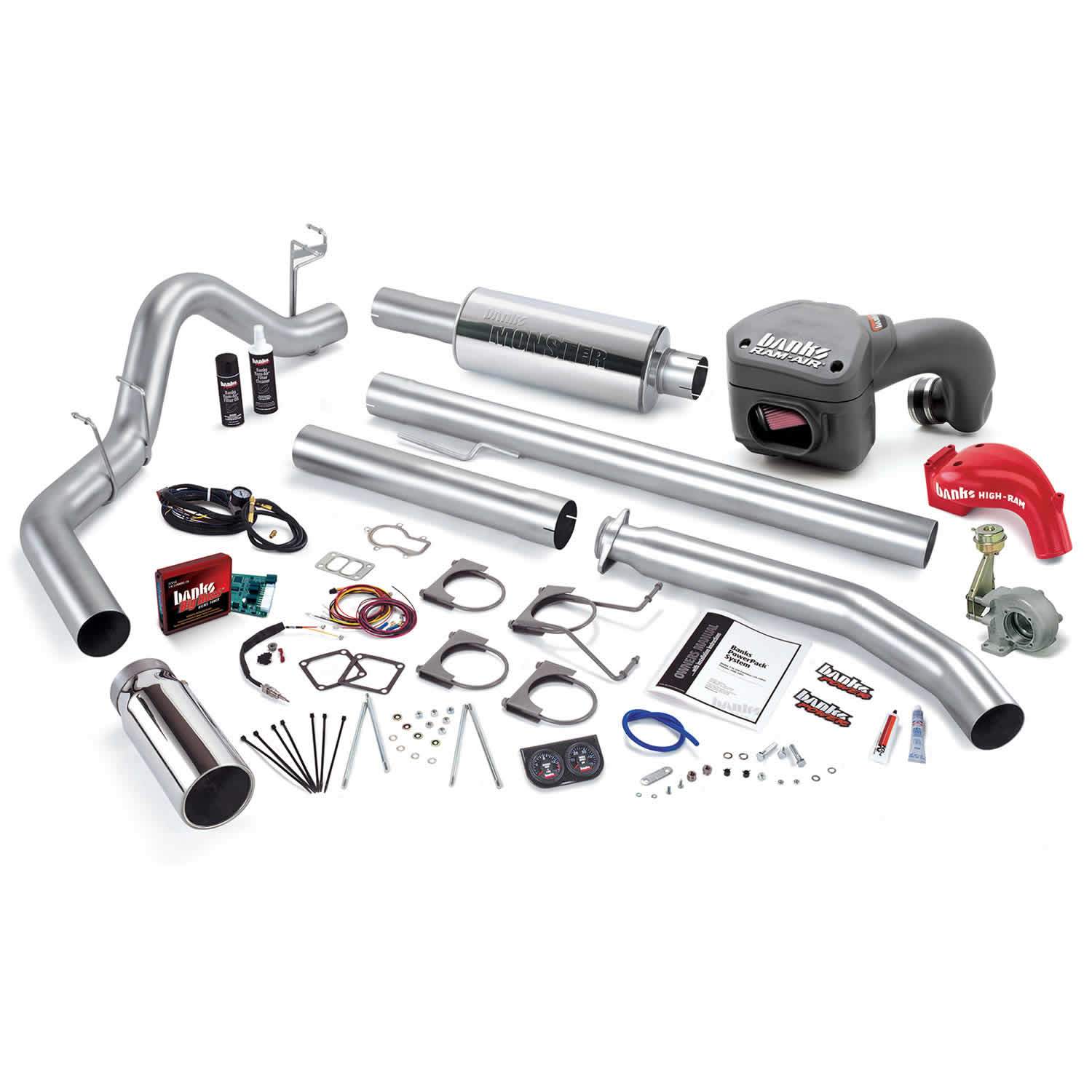 *Discontinued* 2002 Cummins PowerPack Bundle Power System w/Single Exit Chrome Tip Extended Cab 245hp (49399)-Computer Chip Programmer Kit-Banks Power-49399-Dirty Diesel Customs