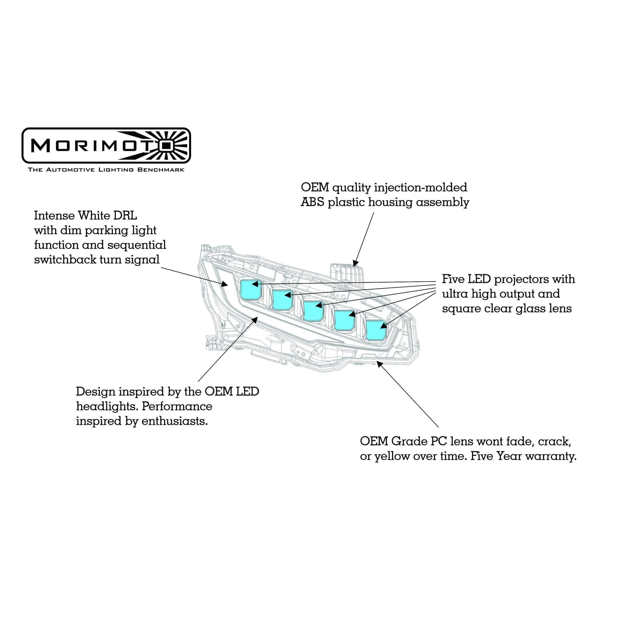 *Discontinued* 2016-2020 Honda Civic XB LED Black Headlights (LF472)-Headlights-Morimoto-Dirty Diesel Customs
