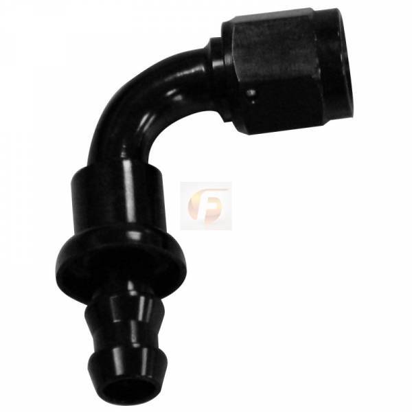 *Discontinued* Universal -8 90deg to Hose Barb Black (FPE-436-9008DBLK)-Hoses-Fleece Performance-Dirty Diesel Customs