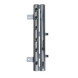 S&S Diesel Double-Barrel Fuel Rail RAIL-DBL-BRL - standalone bare rail showing injector and auxiliary ports