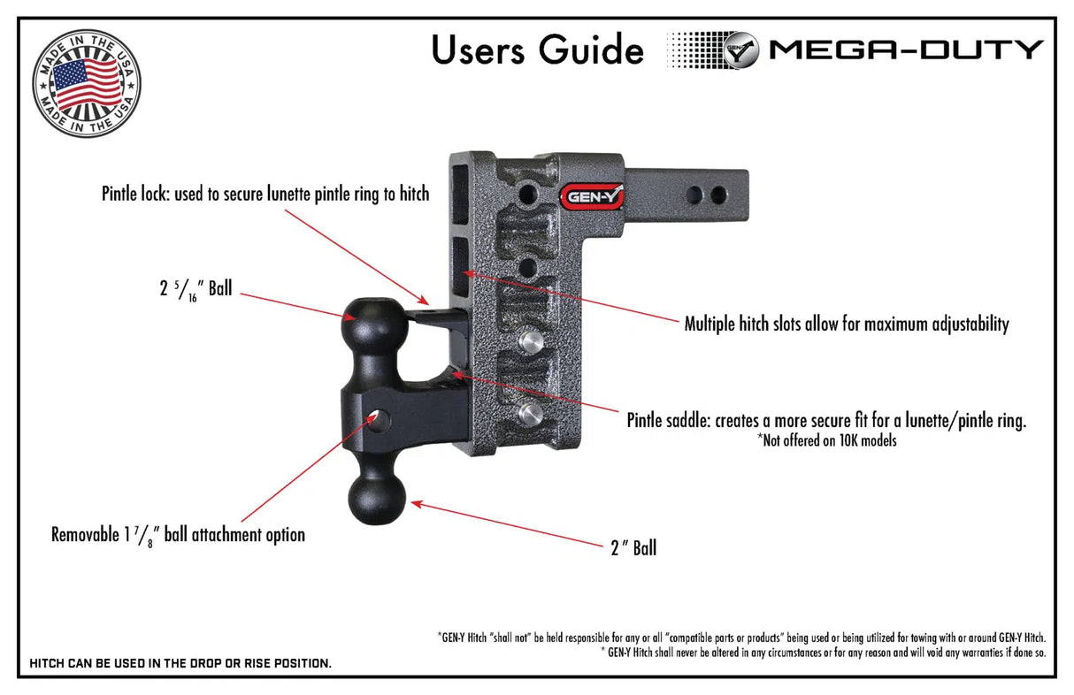 Gen-Y Mega-Duty 16K Drop Hitch 2" Shank (GH-503)-Drop Hitch-Gen-Y Hitch-Dirty Diesel Customs