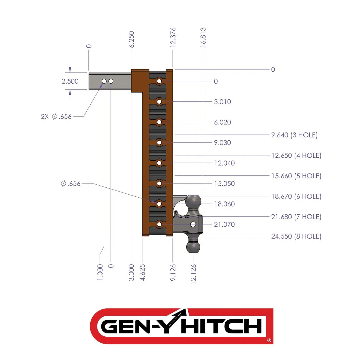 Gen-Y Mega-Duty 21K 18" Drop Hitch 2.5" Shank Dual-Ball Mount & Pintle Lock (GH-627)-Drop Hitch-Gen-Y Hitch-Dirty Diesel Customs