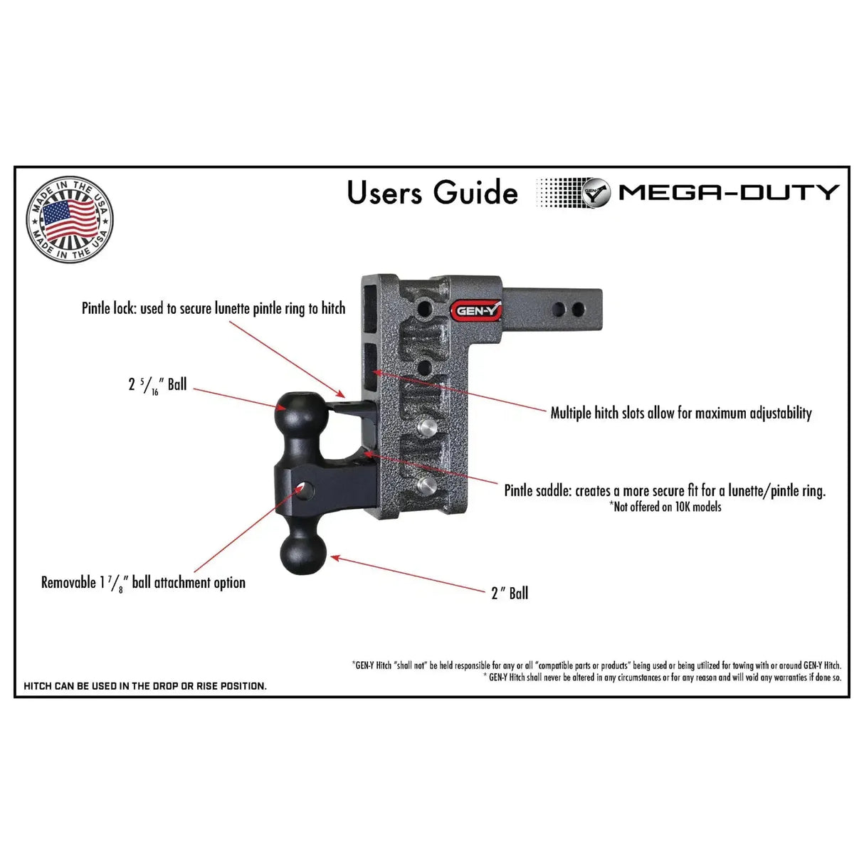 Gen-Y Mega-Duty 21K 18" Drop Hitch 2.5" Shank Dual-Ball Mount & Pintle Lock (GH-627)-Drop Hitch-Gen-Y Hitch-Dirty Diesel Customs