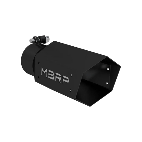 HEX Exhaust Tip - 3" - 4" x 10" Black Coated w SS logo (T5169BLK)-Exhaust Tips-MBRP-Dirty Diesel Customs
