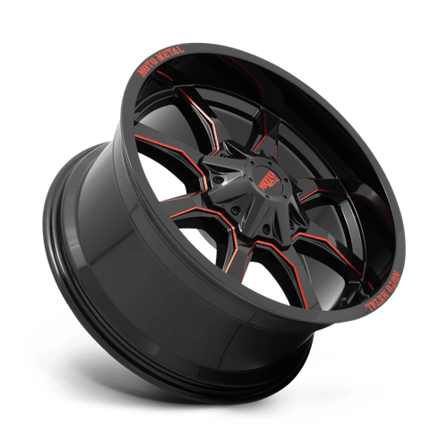 Moto Metal MO970 - Gloss Black Milled W/ Red Tint & Moto Metal On Lip-Wheels-Moto Metal-Dirty Diesel Customs