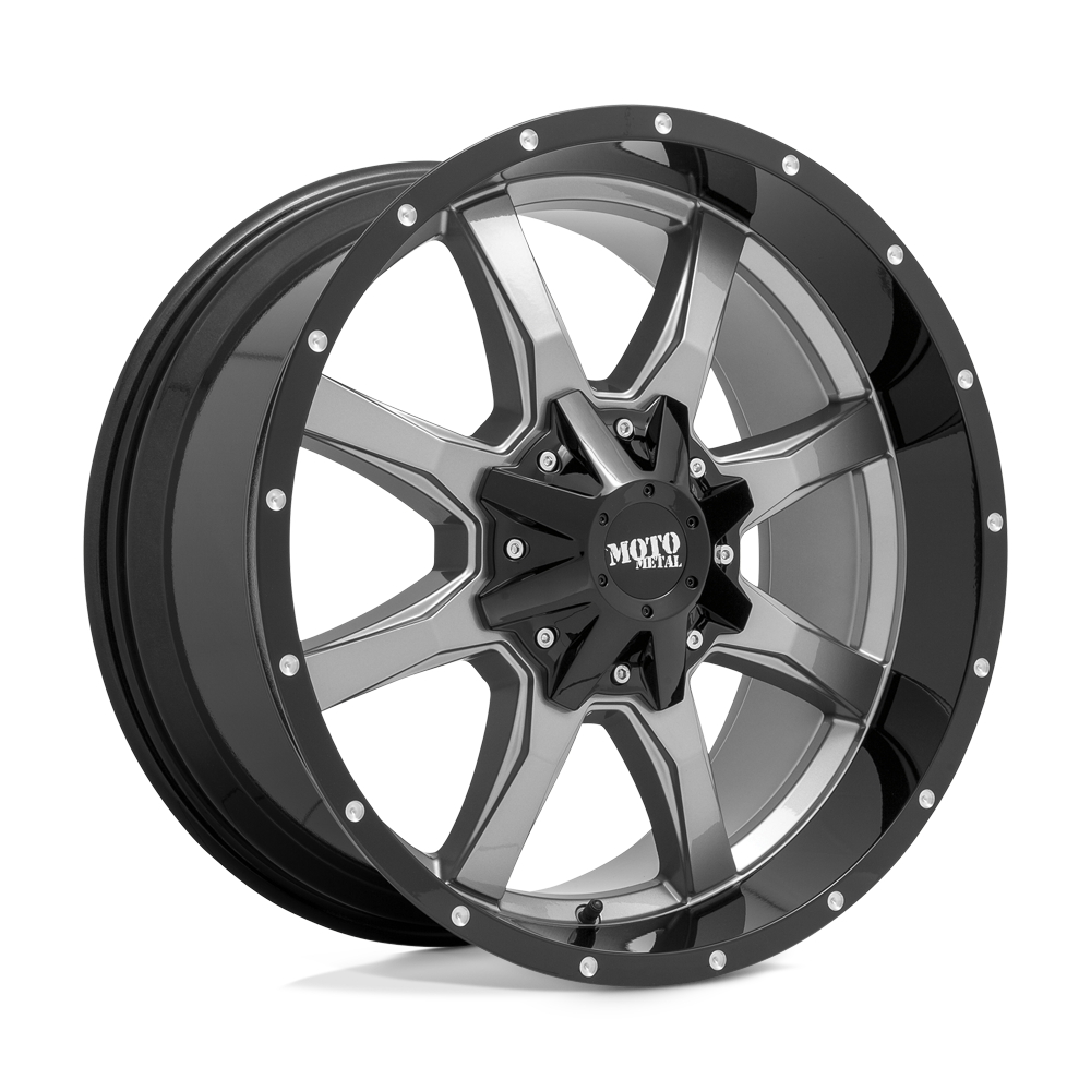 Moto Metal MO970 - Gloss Gray Center Gloss Black Lip-Wheels-Moto Metal-MO97021067412-Dirty Diesel Customs