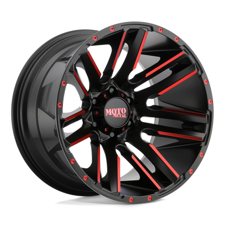 Moto Metal MO978 RAZOR - Satin Black W/ Machined Red Tint-Wheels-Moto Metal-Dirty Diesel Customs