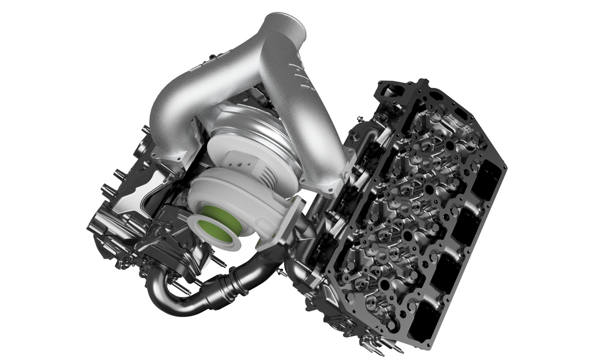 2020-2026 Powerstroke SPE S400 Emperor Turbo System render on 6.7L engine