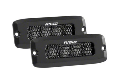 2011-2016 FORD F250-F450 HITCH BAR ™ LIGHTING KIT - PAIR: FLOOD- RIGID SR-Q Midnight Edition 6" w / Rigid Ignite Endcap 