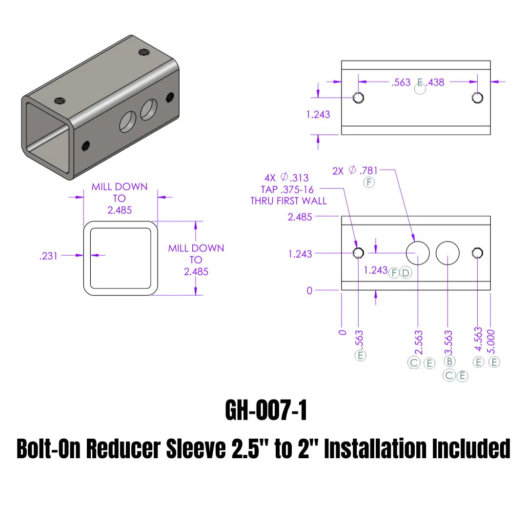 Universal Bolt-On Reducer Sleeve (GH-00X-1)-Towing Accessories-Gen-Y Hitch-GH-007-1-Dirty Diesel Customs