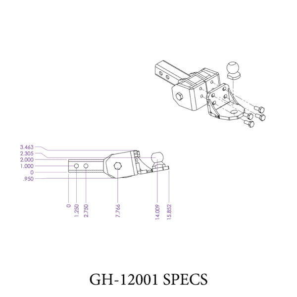 Universal Glyder Torsion-Flex Ball mount w/2" Shank (GH-1200X)-Drop Hitch-Gen-Y Hitch-Dirty Diesel Customs