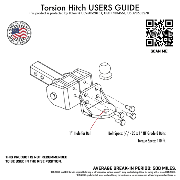 Universal Glyder Torsion-Flex Ball mount w/2" Shank (GH-1200X)-Drop Hitch-Gen-Y Hitch-Dirty Diesel Customs