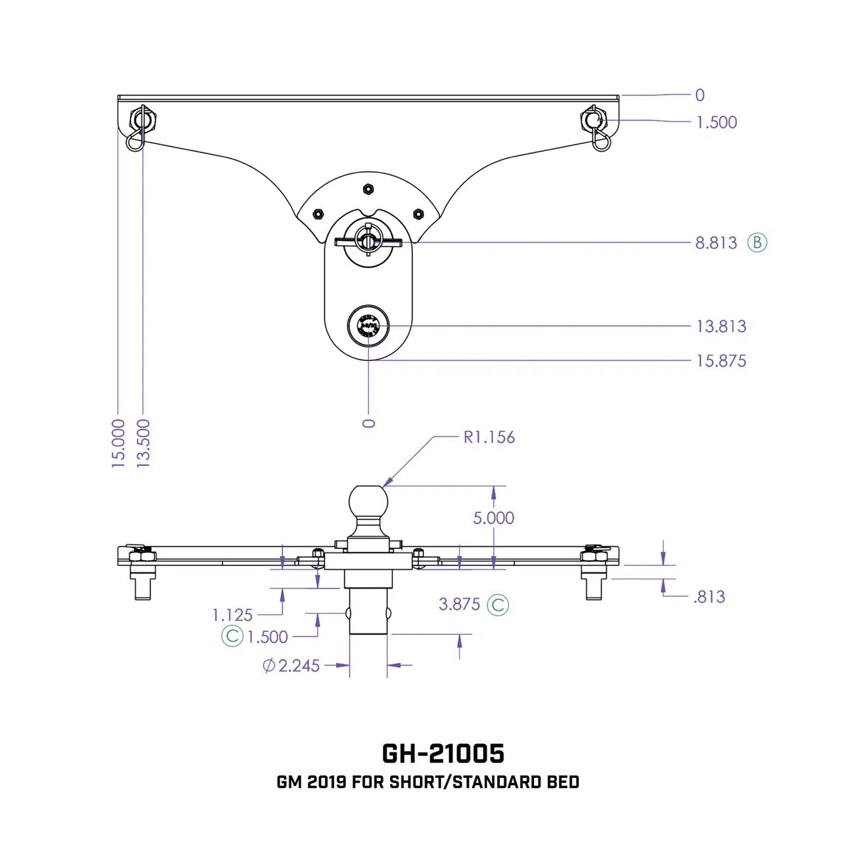 Universal GoosePuck Gen 1 5″ Offset Ball Puck System (GH-2100X)-Towing Accessories-Gen-Y Hitch-GH-21005-Dirty Diesel Customs