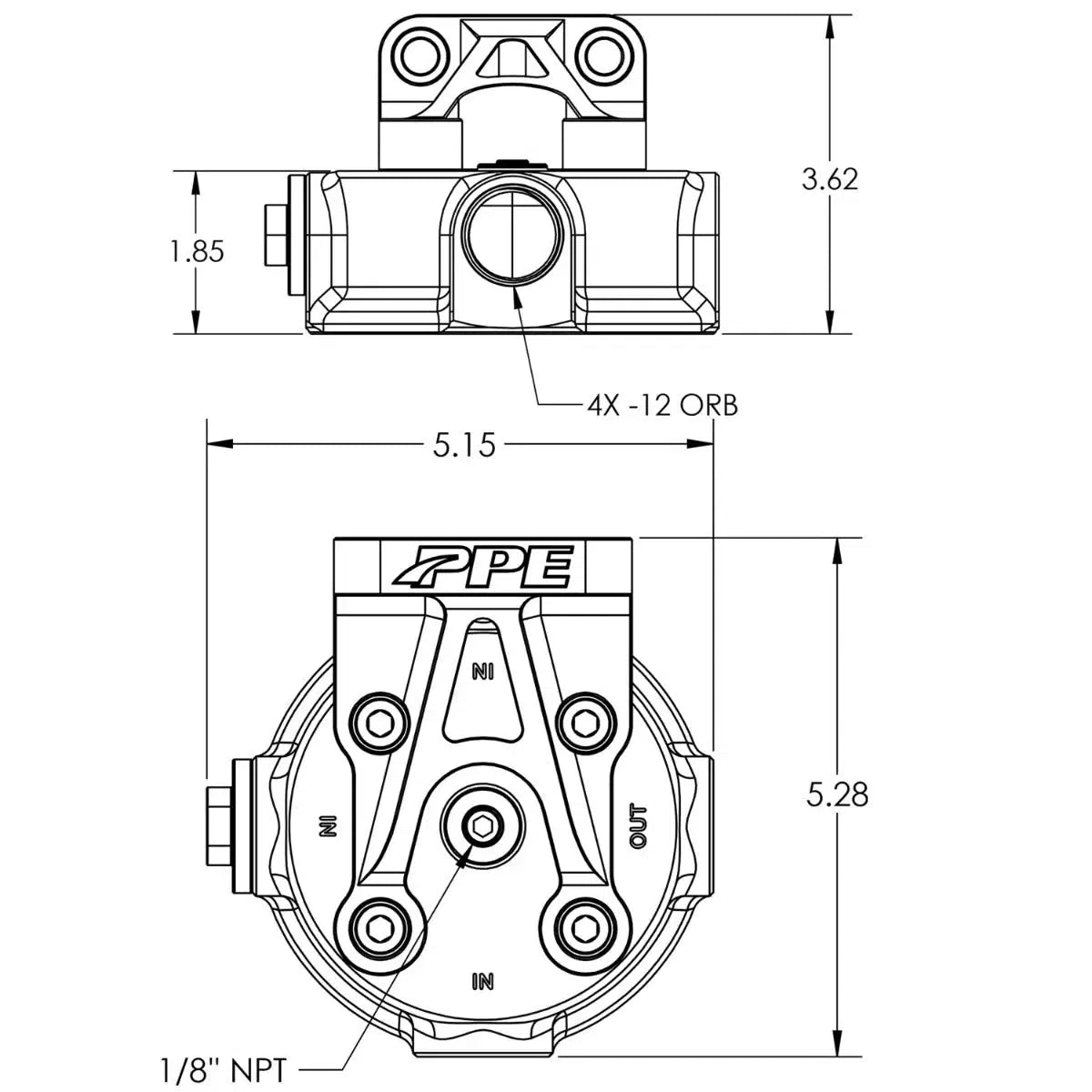 Universal Oil Filter Mount Aluminum Billet (114002100)-Fuel Filter Relocation Kit-PPE-Dirty Diesel Customs