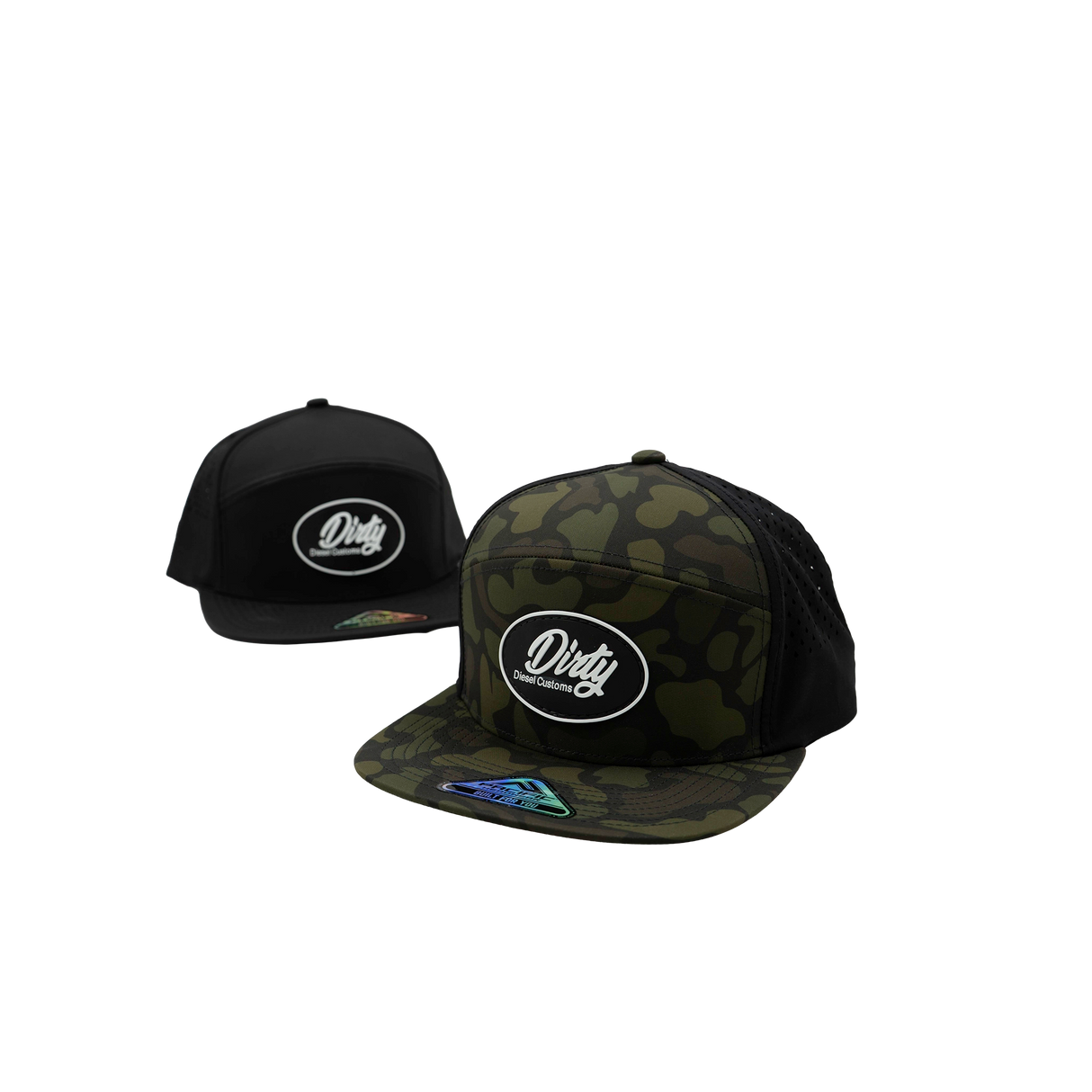 Dirty Diesel Weekender snapback in black and woodland camo