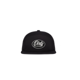 Dirty Diesel Weekender snapback in black, angled view showing perforated side panels
