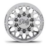 Dirty Forged Crown dually wheel set, front wheel, face-on view