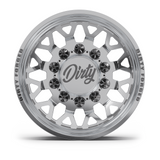Dirty Forged Crown dually wheel set, rear wheel, face-on view