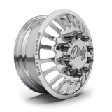 Dirty Forged Roman dually wheel set, front wheel, angled view