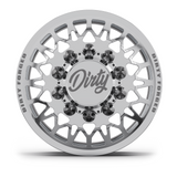 Dirty Forged Variant dually wheel set, front wheel, face-on view
