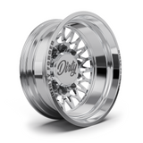 Dirty Forged Variant dually wheel set, rear wheel, angled view