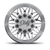 Dirty Forged Voyager dually wheel set, rear wheel, face-on view