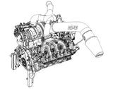 2020-2026 Powerstroke SPE S400 Emperor Turbo System line drawing on 6.7L engine
