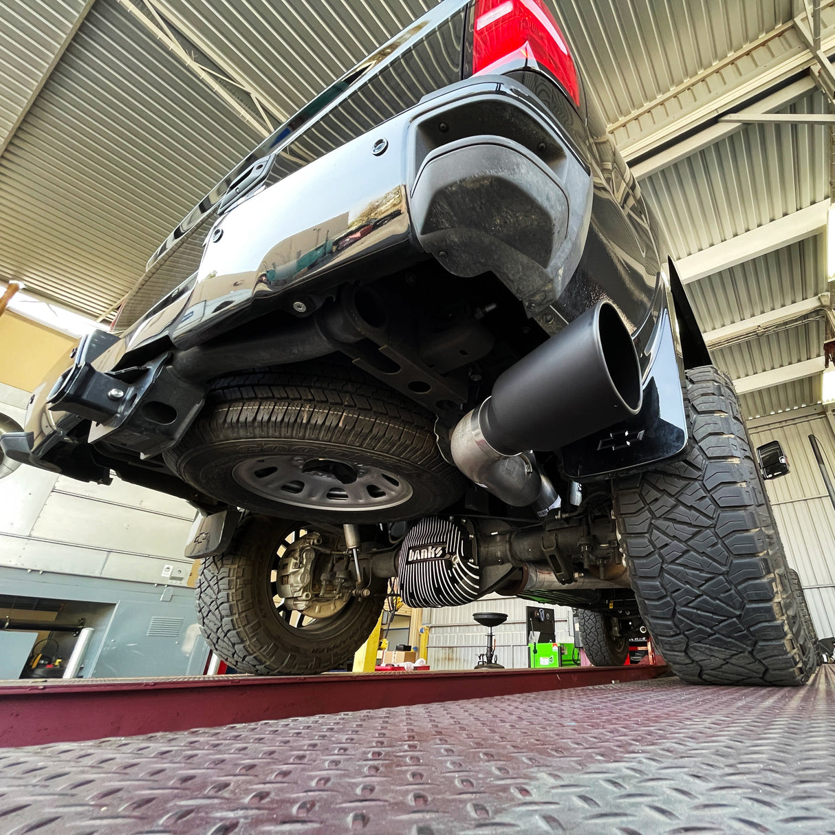 Banks Monster Exhaust side-exit design directs exhaust gases away from trailer during DPF regen