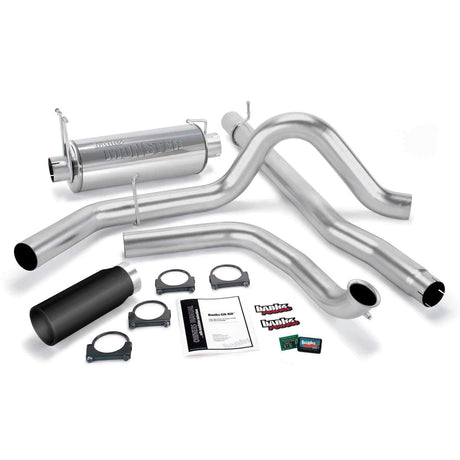 1999 Powerstroke Git-Kit Bundle Power System W/Single Exit Exhaust Black Tip (47511-B)-Exhaust System Kit-Banks Power-47511-B-Dirty Diesel Customs